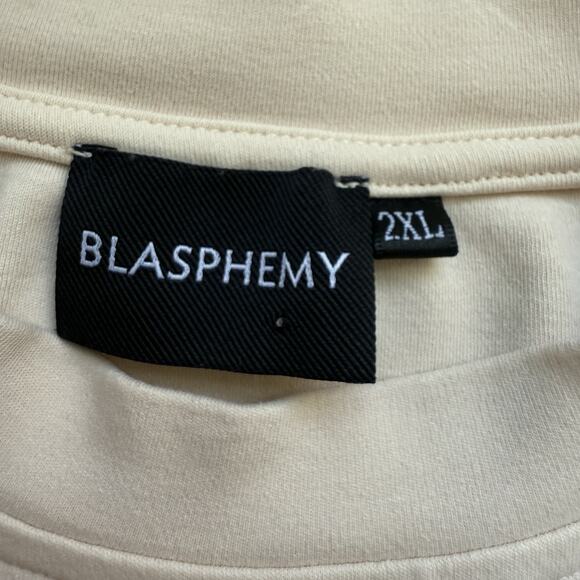 Blasphemy NYC Cream Angels Graphic T-Shirt 2XL Oversized Streetwear Gothic Tee - Picture 8 of 11